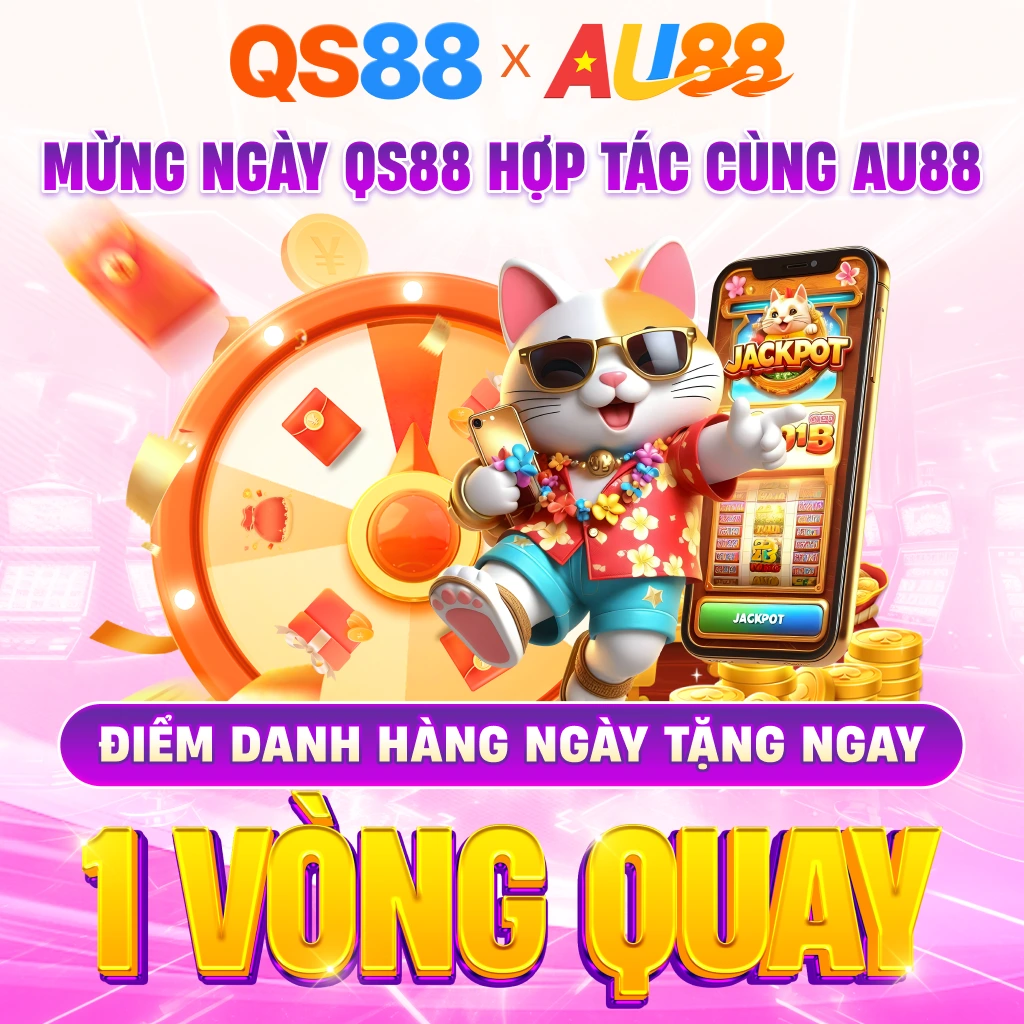 Banner mobi - Mừng ngày QS88 hợp tác cùng AU88 - Điểm danh hàng ngày tặng 1 vòng quay